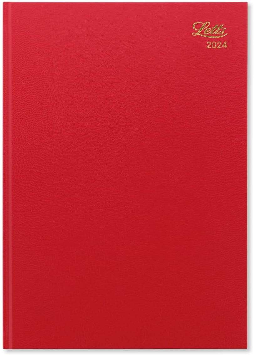 LETTS Notebook, Starting January 2024, A4 Weekly Standard, Red, 24-T31ZRD