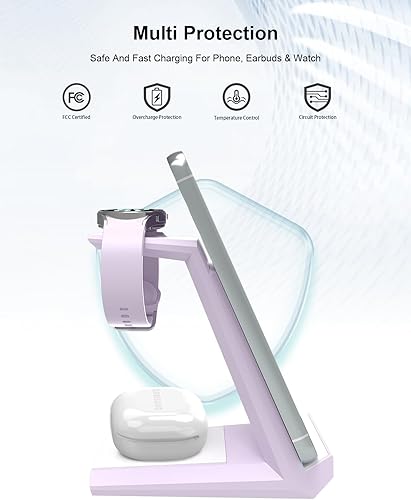 Miniatura 5 de Cargador inalámbrico Samsung 3 en 1 - Estación de carga NANAMI Samsung Galaxy Watch Cargador compatible con Samsung S24 S23 Ultra S22 S21 S20 Z Flip