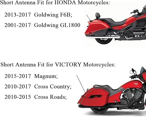 Miniatura 6 de Antena corta para motocicleta, apta para modelos Can-Am Spyder, Indian, Honda, BMW, Victory Select | Diseñada para recepción de radio optimizada,