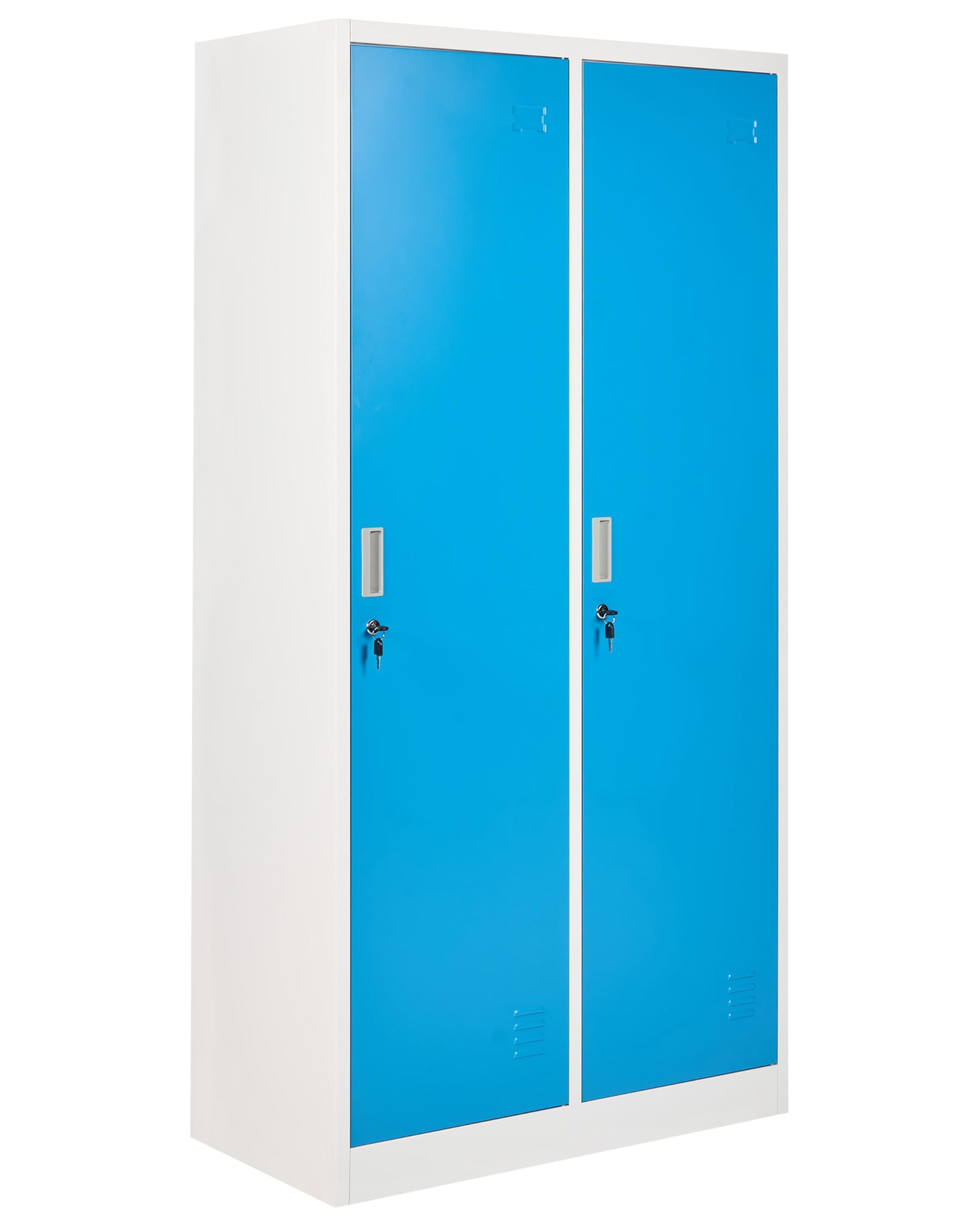 Doppelspind Umkleideschrank 2-türig Metall weiß / blau abschließbar Athlete