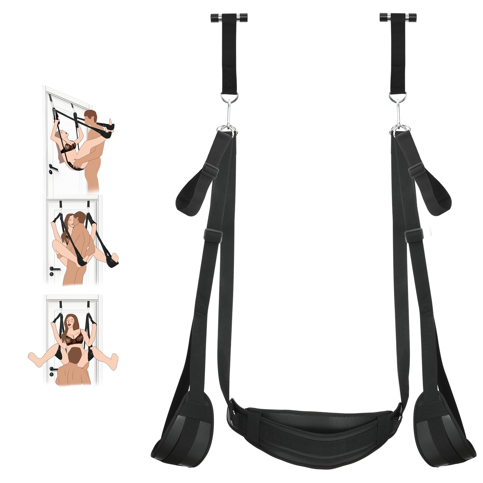 BDSM Tür-Sexschaukel aus weichem Leder mit verstellbaren Gurten und Polstern, festklemmbar für Paare