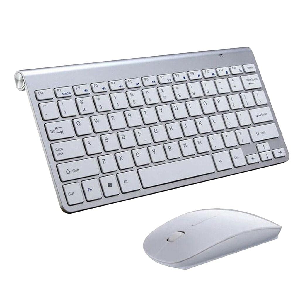Mini Wireless Keyboard Mouse Set Waterproof 2.4G for Mac PC Laptop Silver-image-27