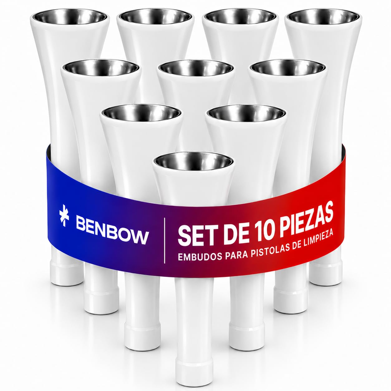 BenBow 10 piezas de repuesto 016 embudo de acero inoxidable para pistola de limpieza de aire comprimido, accesorios de aire comprimido, compatible con la serie Classic