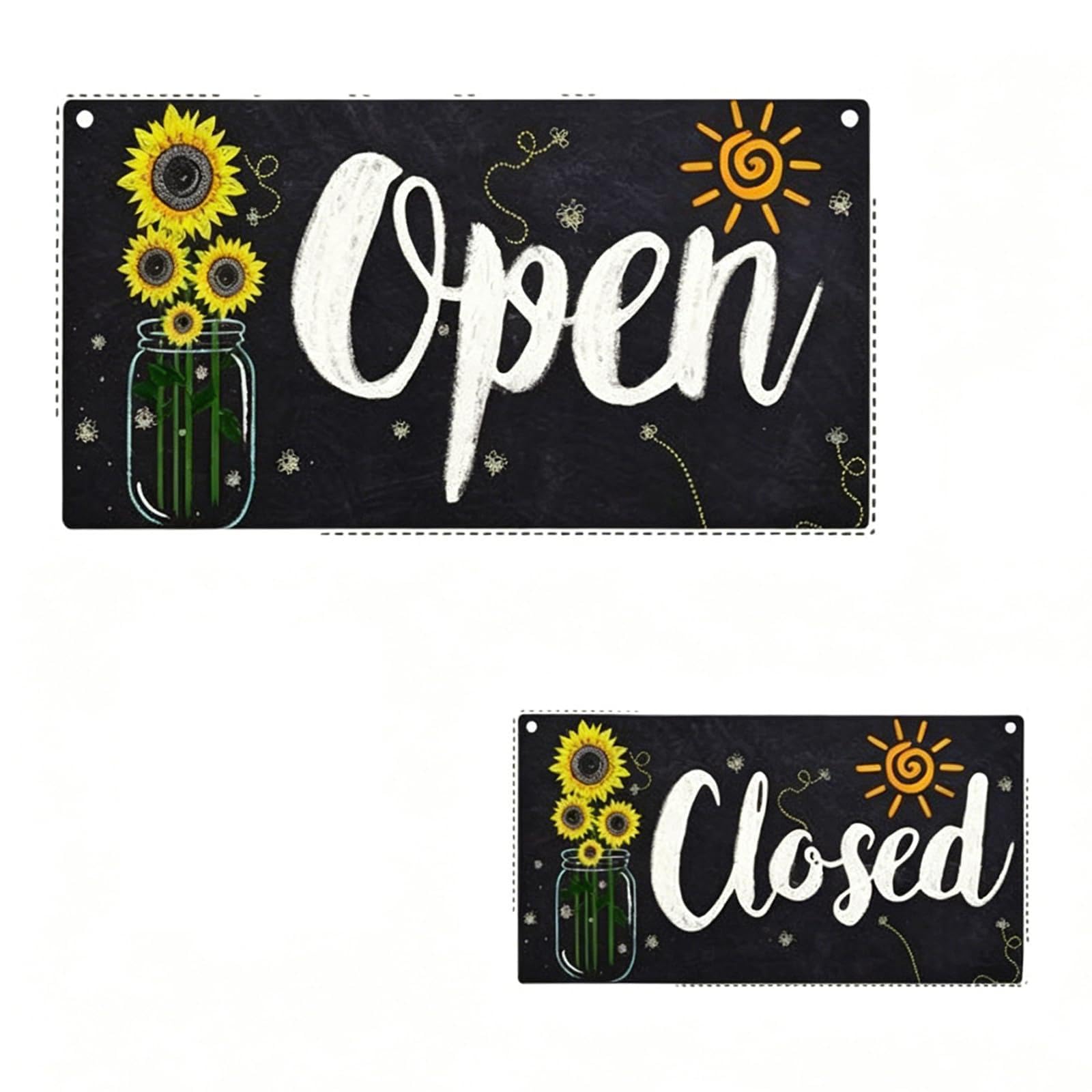 Open Closed Sign, Open and Closed Signs for Shops, Wooden Hanging Sign with Rope for Store Entrance Status Display, Hanging Sign with Rope Hours of Operation for Walls Window Shop Bar