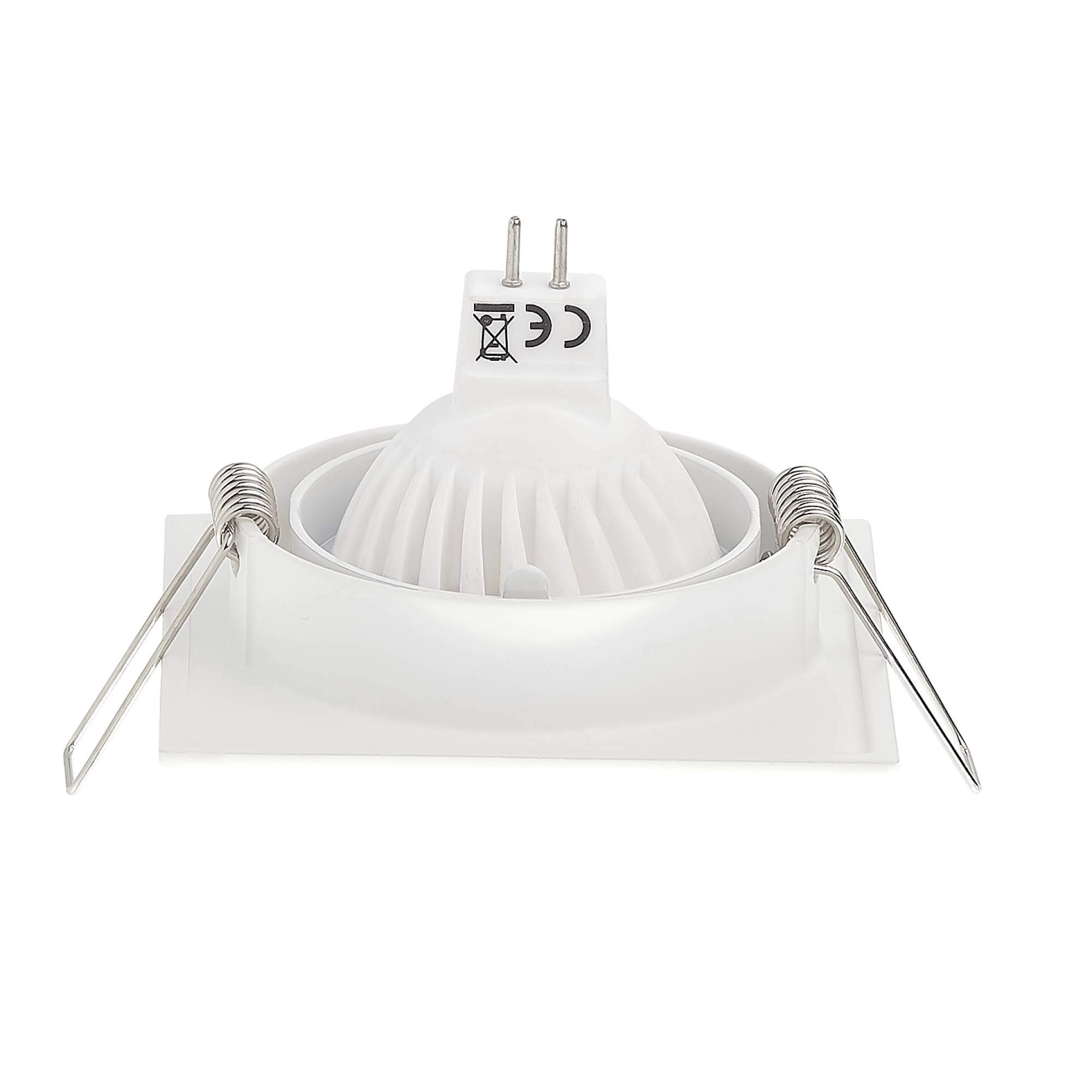 10 focos empotrables de LED cuadrado blanco 7 W blanco cálido 12 V plano (30 mm) – Foco empotrable MR16 orientable regulable – Orificio para taladro de 75 mm empotrado – Focos de techo
