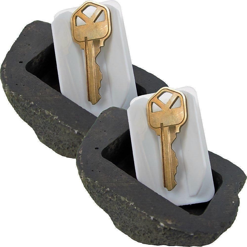 HBSTUDIO 2 PCS Hide A Spare Key Fake Rock,Looks & Feels Like Real Stone,Safe for Outdoor Garden or Yard, Geocaching