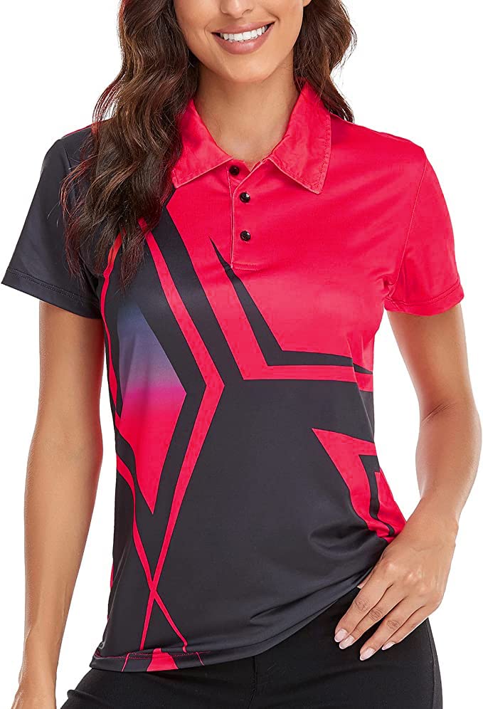 Little BeautyWomen's Golf Polo Shirts Short Sleeve Moisture Wicking Tennis Athletic Shirt with 3 Button