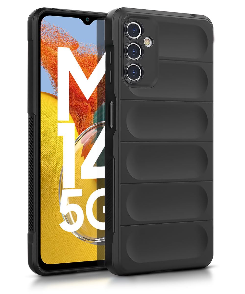 WOW IMAGINE Ultimate Silicon Back Cover Case for Samsung Galaxy M14 5G | Military Grade Drop Protection Shockproof Bumper | Anti-Slip Grip | Scratch Proof Micro-Fibre Cloth Inside (Pitch Black)