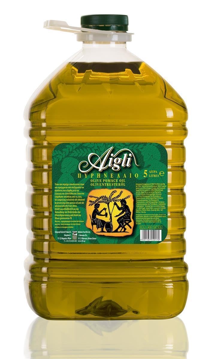 Aigli Olivenöl - 3x 5Liter Kanister - Oliventresteröl Olio di Sansa griechisches Oliven-Bratöl, bestens geeignet zum Braten, Grillen, Backen und Kochen, hoch erhitzbares Öl