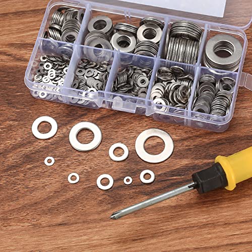 wugongshan 684 Pcs Stainless Steel Flat Washers, 9 Sizes Metal Washers Hardware Assortment Set - Image 4