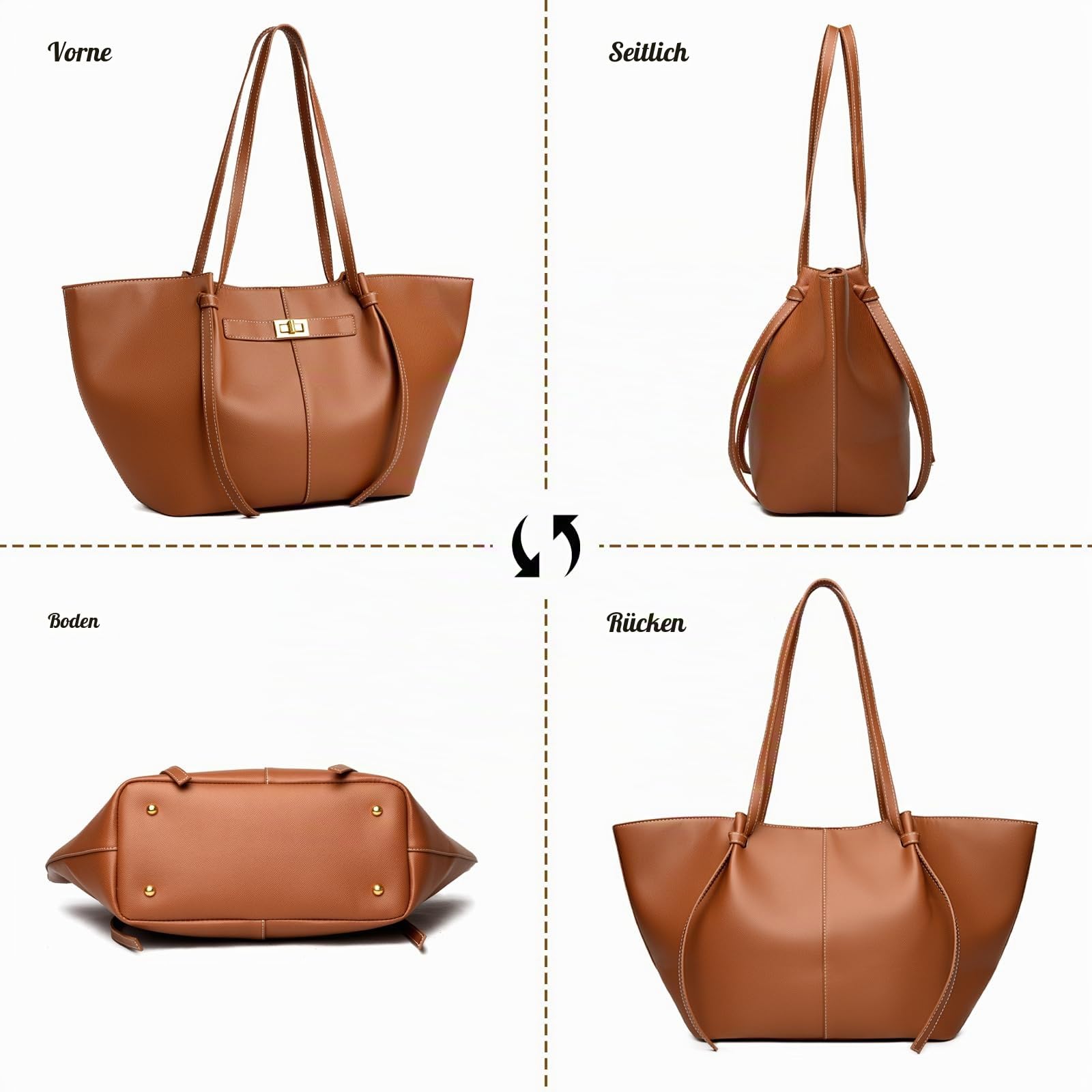 Handtasche Damen Groß Tote Bag Kunstleder Shopper Tasche Elegante Schultertasche Gross Umhängetasche Stilvoll Henkeltaschen Shopper Bag Handbags Tragetasche Beuteltasche Women's Totes