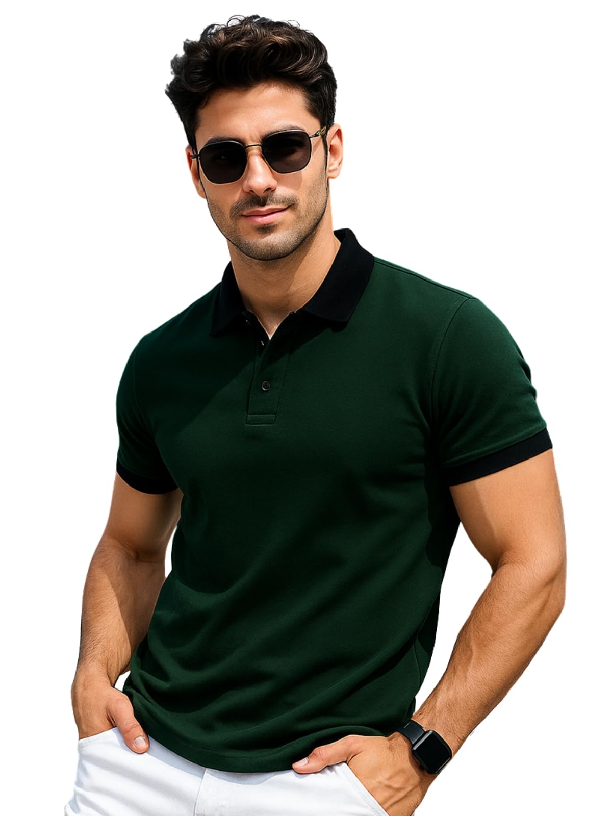 veirdo Pure Cotton Half Sleeves Regular Fit Plain Solid Classic Polo Collar T-Shirt for Men & Boys (Color Options- Black, Maroon & Olive)-picture-11