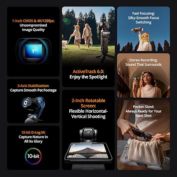 DJI Osmo Pocket 3 Capture More Combo | 1-Inch CMOS 4K 120fps Handheld Gimbal Camera with 3-Axis Stabilization (CP.OS.00000376.01) + 50 in 1 Accessory Kit + Camera Bag + More