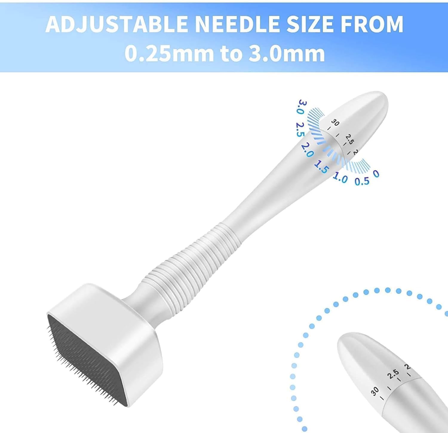 Orbica Derma Stamp for Hair Growth & Facial Spa | Titanium Coated Adjustable Needles 0.25mm to 3mm | 140 Microneedling Stamp for Skin Repair, Face, Hair & Beard Growth | Reduces Acne Scars | Safe & Effective To Use 3