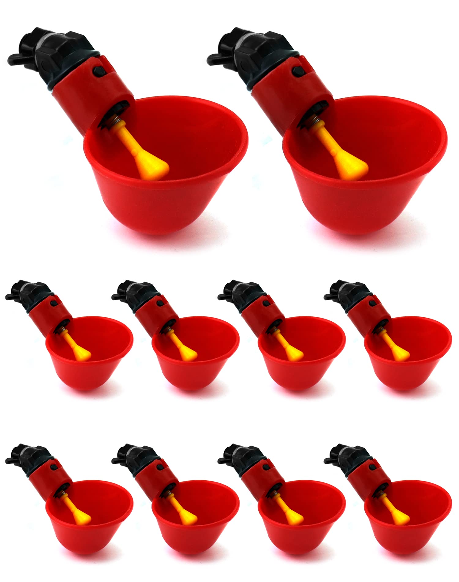 QWORK 10 Pzs Bebedero Gallinas Automatico, Comedero Gallinas Dispensador de Agua para Pájaro Codorniz Paloma Pollo Gallina (25mm, para Cubos)