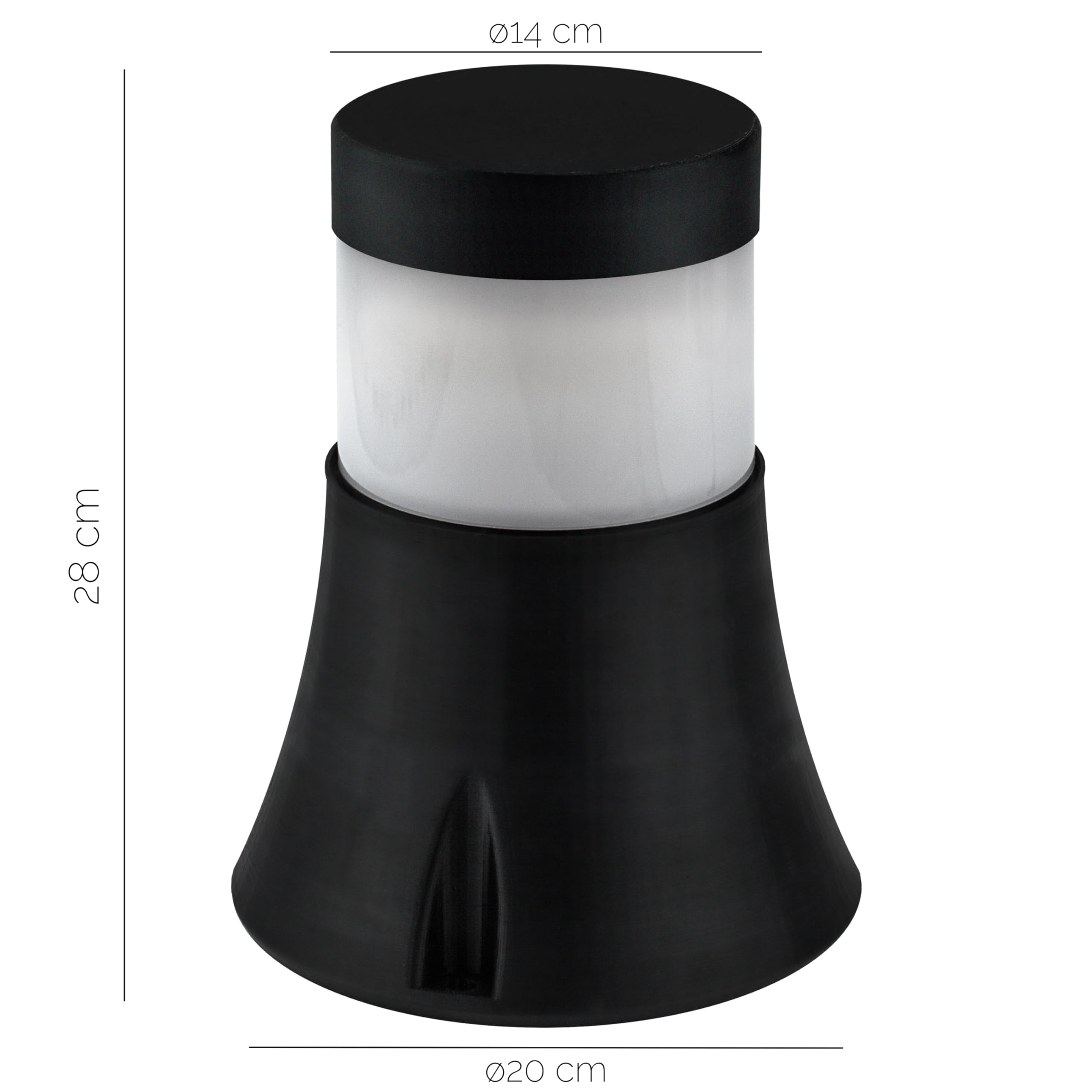 Baliza de jardín MIRCO (H.28 cm), E27, 11W, IP65, negro- iluminación para caminos, sendero, zonas ajardinadas