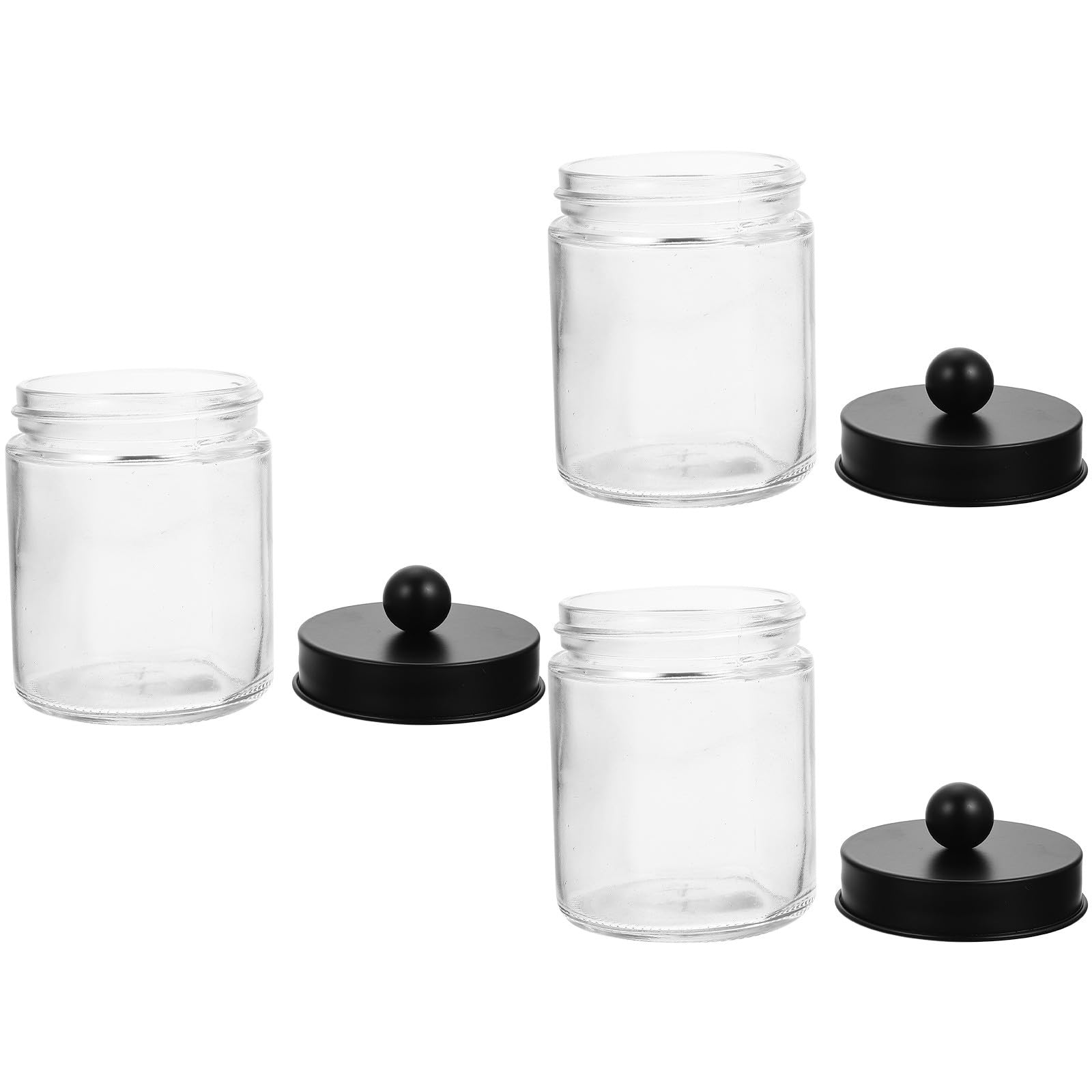 3 Stück Wattestäbchenhalter aus Glas mit Edelstahldeckel Luftdichte Aufbewahrungsgläser für Badezimmer Leicht zu Befüllen und Zugänglich für Bad Organizer