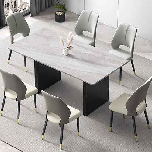 Miniatura 2 de YVYKFZD Juego de sillas de comedor de cuero, silla de comedor con respaldo curvado y patas de metal, sillas de cocina tapizadas, silla de sala de