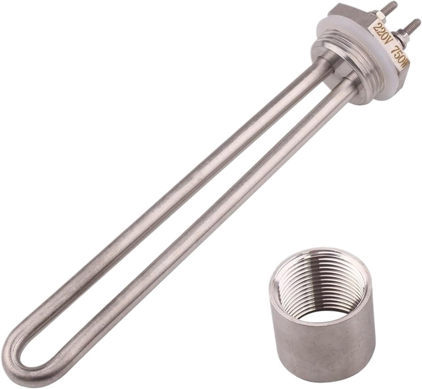 1pcs DN25 Tubular Heating Element Electric Water Heater Immersion Boiler Screw Heater with 1" BSPT Thread 220v 750W 1KW 1.5KW(Black)