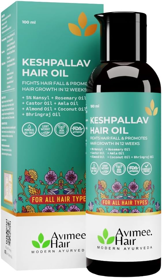 AVIMEE HERBAL Keshpallav Hair Oil For Men & Women | For Healthy & Nourished Hair | With Rosemary, Castor, Amla, Brahmi and Bhringraj Oil | Mineral Oil Free | 100 ml