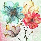 Temática retrato floral Servilletas (2 Juegos / 40 uds) 3 capas 33x33 cm Muestra Verano Cuadro Flores (Portrait of Flowers)