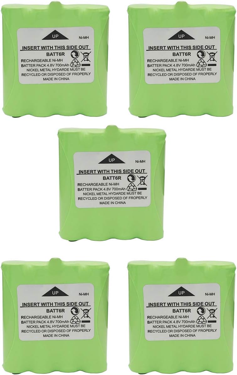 5Pcs 700mAh Ni-MH BATT6R Battery Pack for Midland Two Way Radio LXT500VP3 LXT500 LXT560VP3 LXT560 LXT535VP3 LXT535 LXT326 LXT380 LXT490