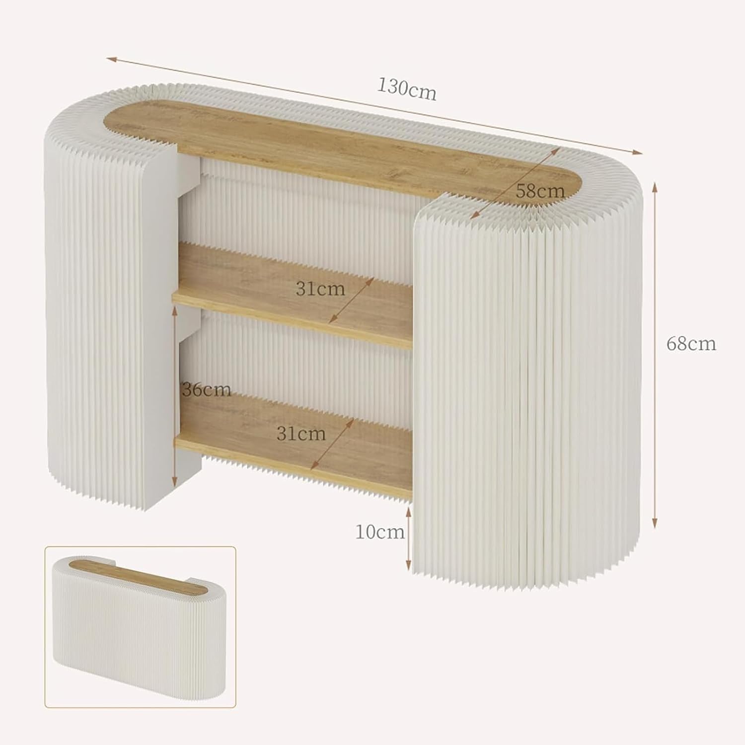 Reception Desk Front Counter Desk Three-Layer Storage Rack, Pop Up Accordion Design Trade Show Table for Shopping Mall Retail Promotion Exhibition,51.1 * 26.7 * 22.8in