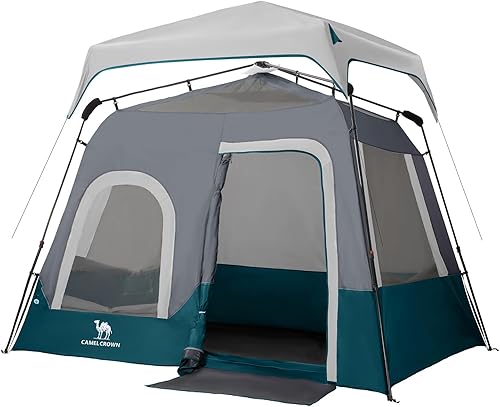 Camping Tents 46 Person Pop Up Instant Tent - Setup in 60s for Family Camping, Windproof Design, Family Cabin Tent with Rainfly & Backpack Carry Bag