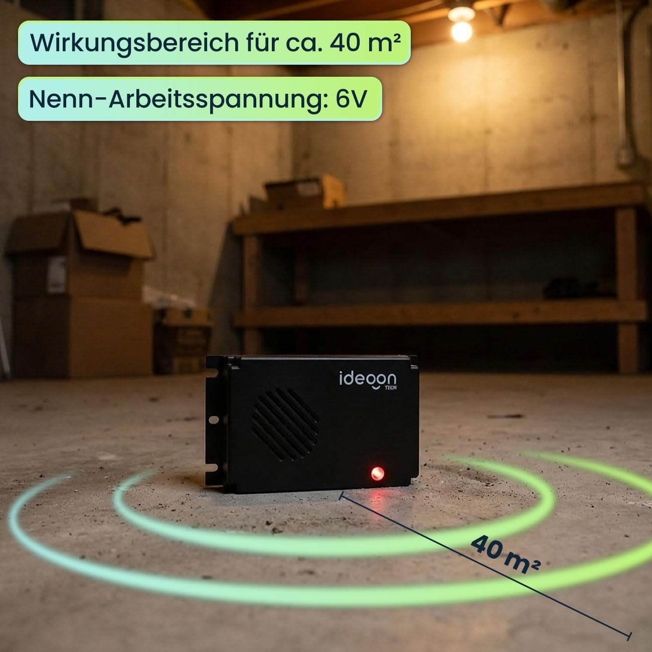 ideoon 2er-Set Hocheffektive Mobile Marderabwehr mit Ultraschall, batteriebetrieben: Bewährte Tierabwehr für KFZ - Ideal für Motorraum, Haus, Garage & Schuppen