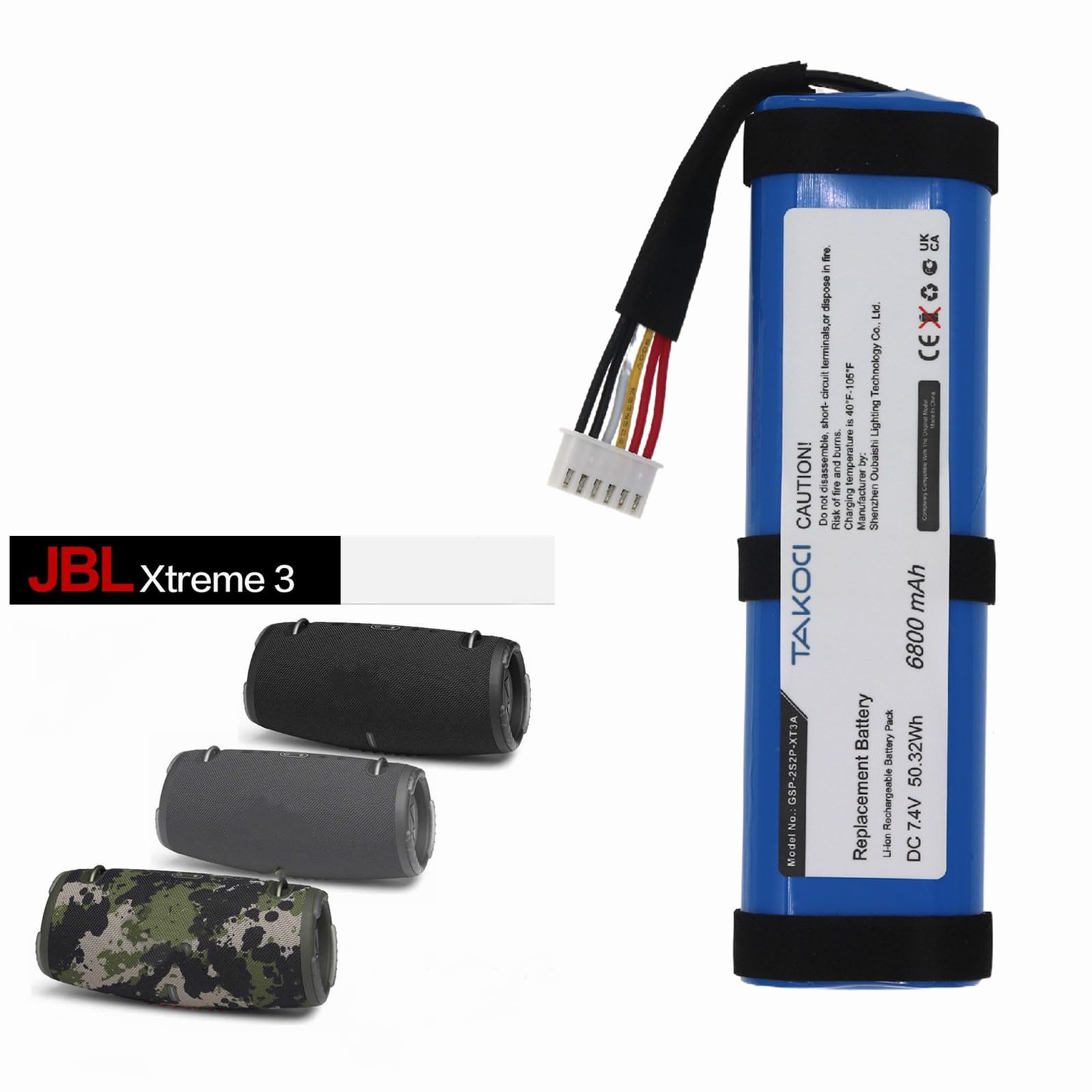 Youejoeq 6800mAh High-Capacity Extended Replacement Battery for JBL Xtreme 3 Wireless Bluetooth Speaker, fits Part no GSP-2S2P-XT3A
