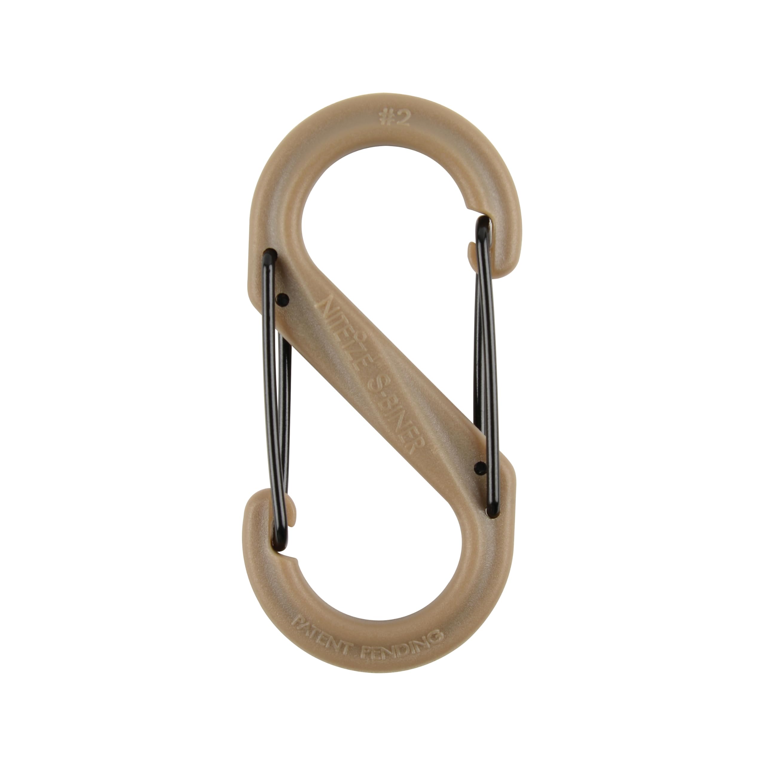 Nite Ize S-Biner Dual Carabiner Plastic - Durable Dual Carabiner with Wire Gate Closure for Organizing Keys & Keychain Attachments - Size 2, Coyote (10 Pack)