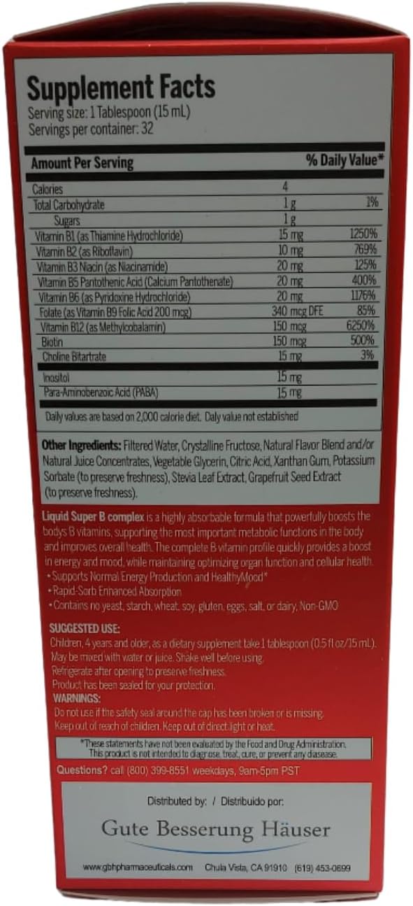 Kids B-12 Complex Liquid Supplement – Vitamin B1, B2, B3, B5, B6, B7, B9 & B12 – Great-Tasting Daily Support for Children – 16 fl oz – Non-GMO, Gluten-Free - Image 6