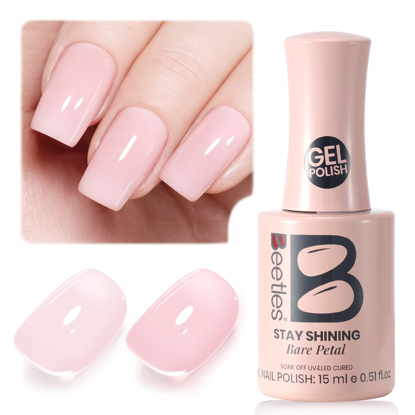Beetles Gel Polish Pink 15ml | Sheer Nude Pink Jelly Gel Nail Polish - main product image