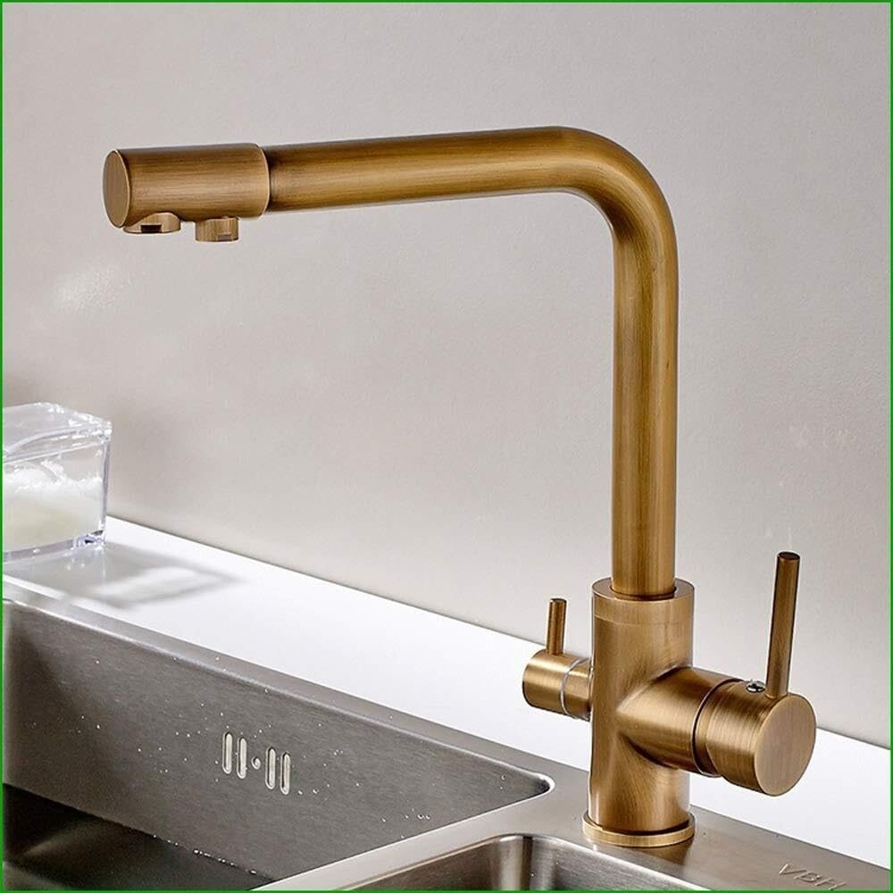 Deux becs eau chaude froide robinet de cuisine bronze haut de gamme design