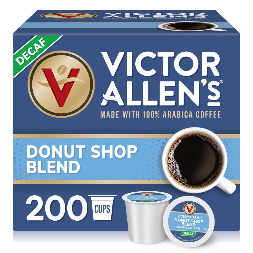 Victor AllenCoffee Decaffeinated Donut Mix, Medium Roast, 200 Count, Single-Serve Coffee Capsules for Keurig K-Cup Brewers
