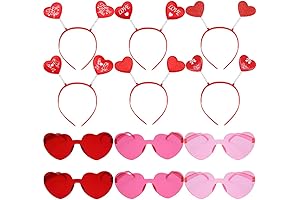 Valentines Day Accessories for Kids: 12 PCS Adorable Headbands and Heart-Shaped Glasses