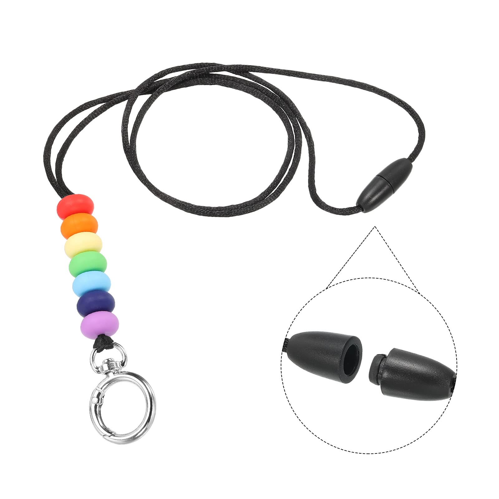 PATIKIL Silicone Beaded Lanyards, Badge Lanyards Key Chain Holder Keychains for ID Badge Holder Keys Name Card, Rainbow Color - Image 3