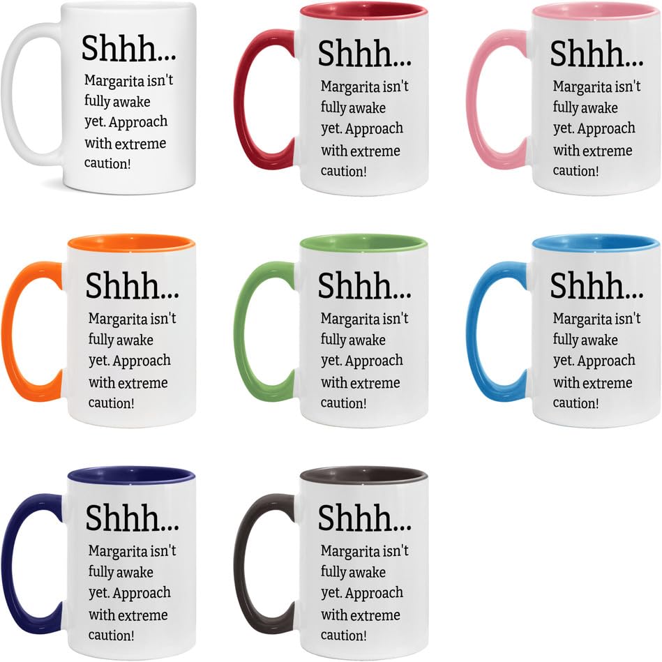 Shhh… Margarita Isn’t Fully Awake Yet Mug - Funny Margarita Warning Cup 11oz White/Orange