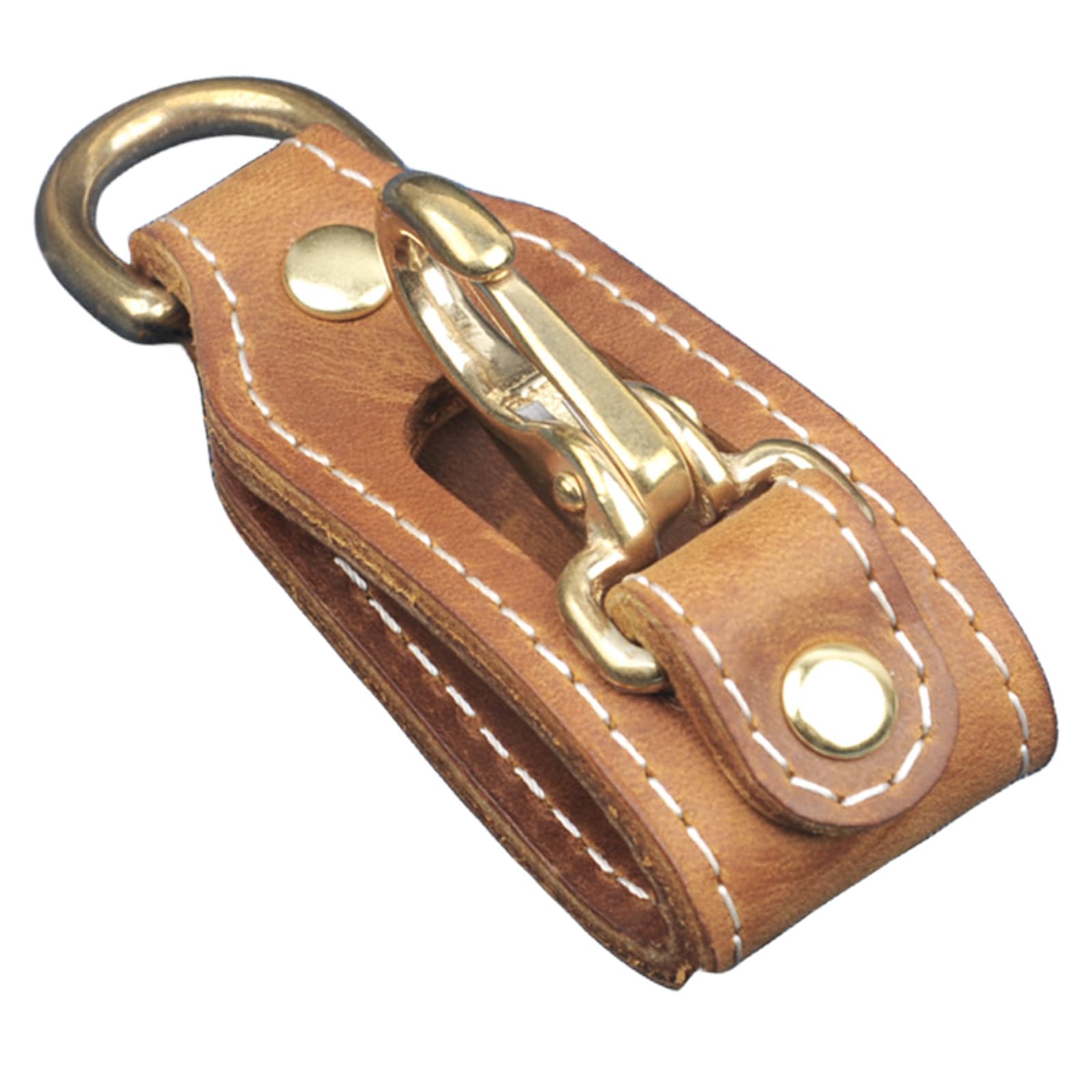 RIVEENY Men's Brown Leather Belt Loop Keychain with D-Ring Buckle