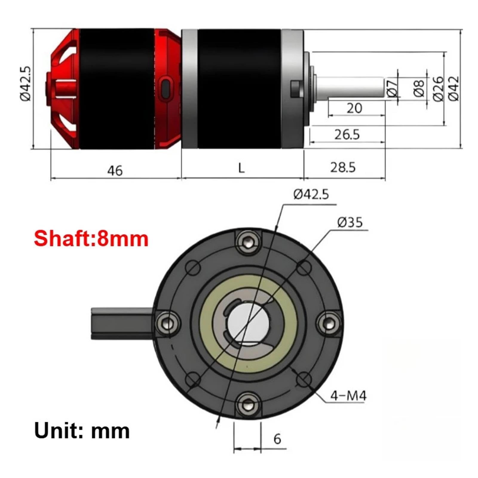 1 Stück Photovoltaik-Geräte-Reinigungsmotor 42 mm