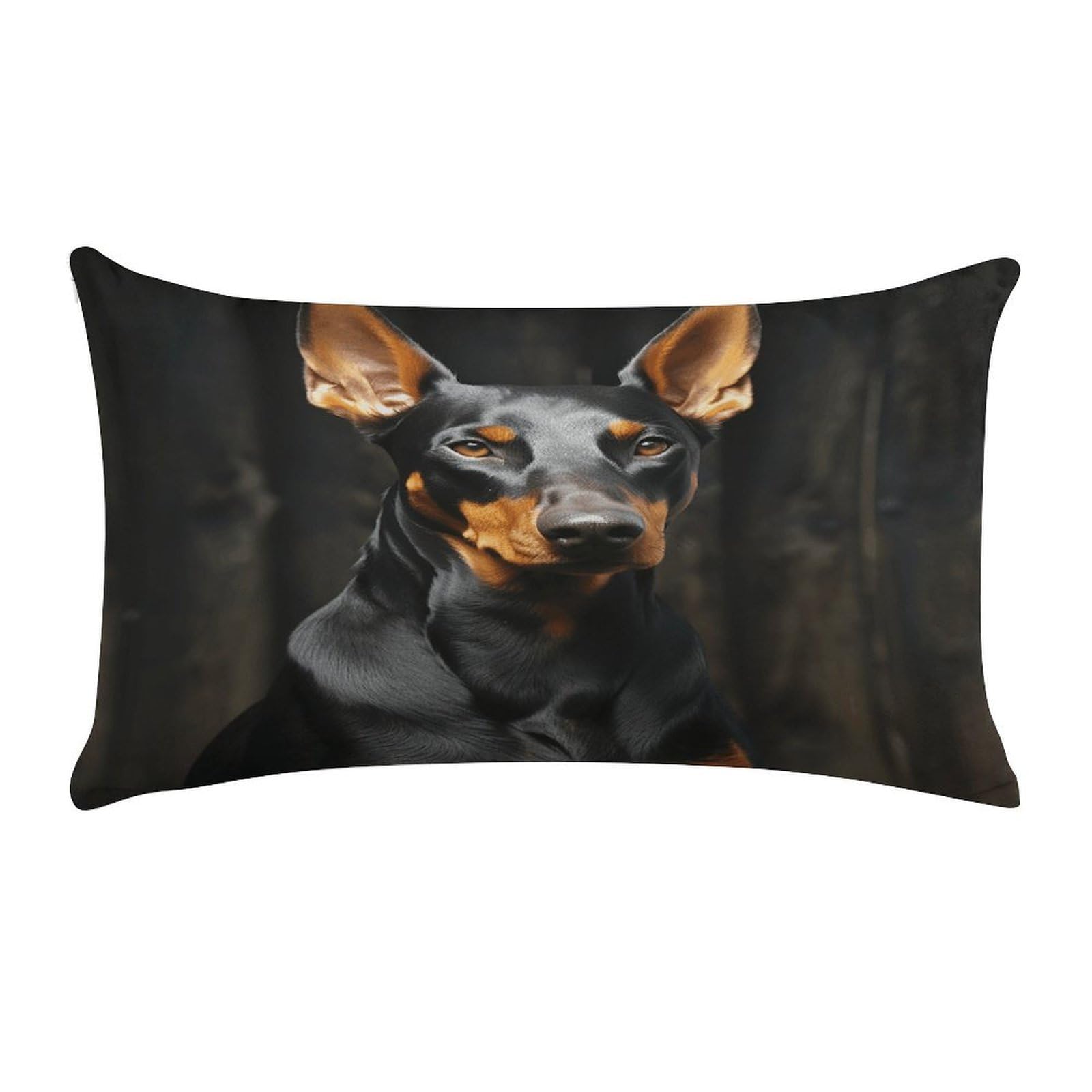 VstaDank Doberman Throw Pillow Cover Rectangular Lumbar Throw Pillow Case Soft Farmhouse Accent Decorative Cushion Cases Short Plush Pillowcase with Zipper 12 X 20 Inch