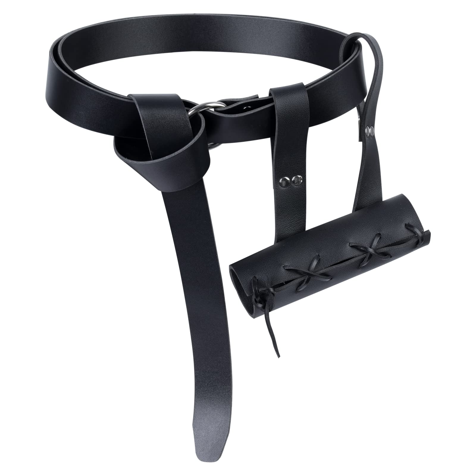 2 Pcs Knight Belt Sword Frog Holster, Medieval Knight Sword Leather Sheath Scabbard with Adjustable Belt, Renaissance Belt Sword Dagger Frog Scabbard for Knight Warrior Pirate Cosplay As Shown