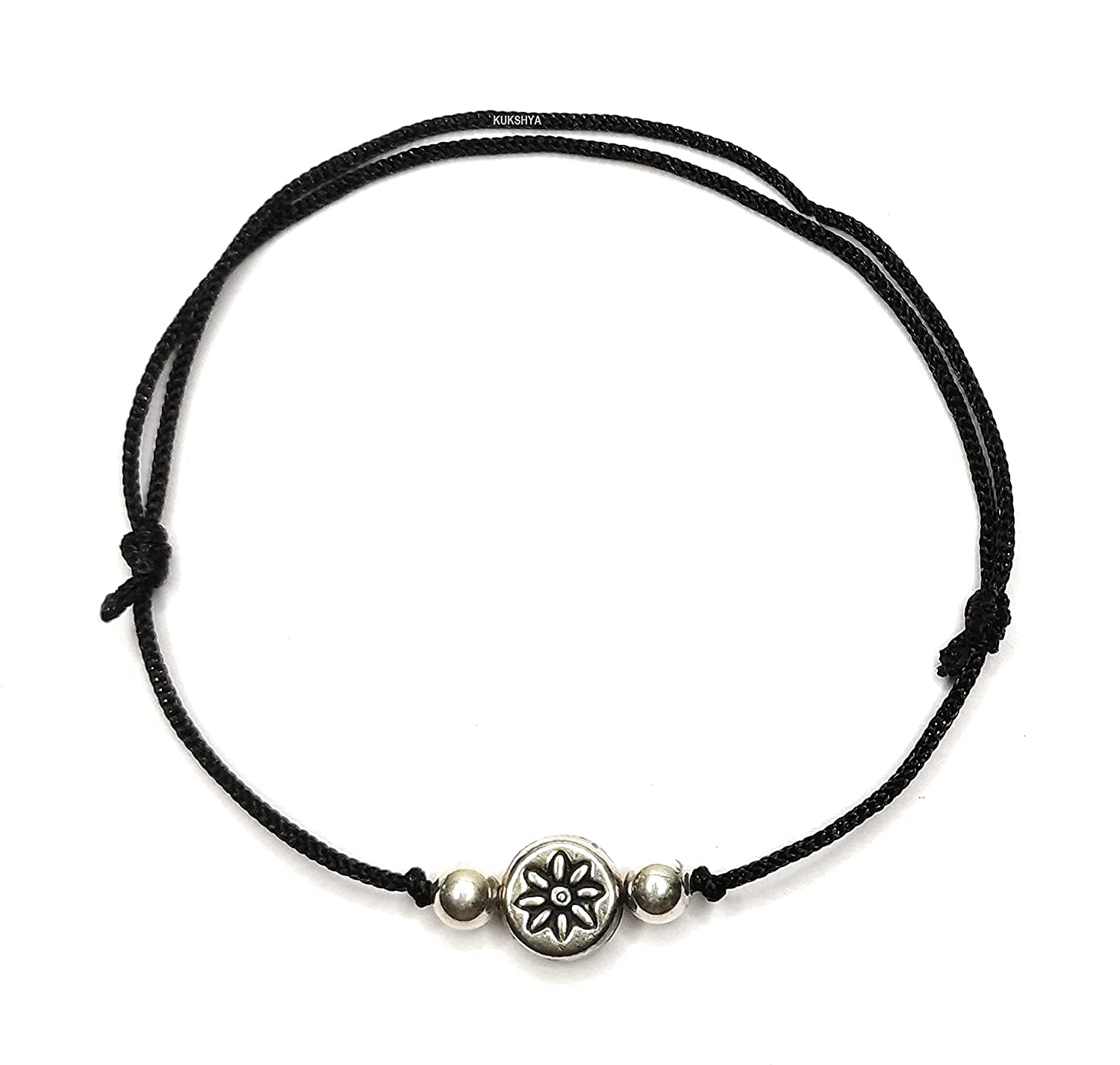 KUKSHYA JEWELLERS Exclusive 925 Sterling Silver Round Flower Designer Black Thread Anklet For Women & Girls Adjustable 1 Piece(TP 027) (B07XZLYTNV) Amazon Price History, Amazon Price Tracker