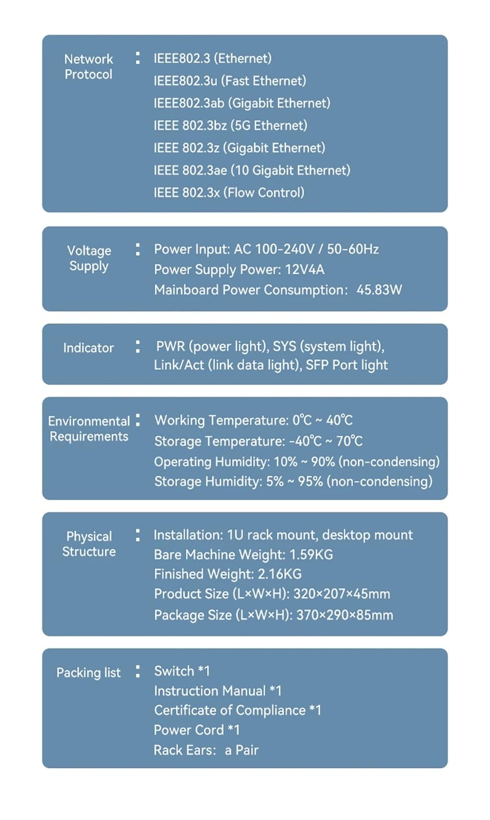 12-portowy przełącznik zarządzalny 10G 10 GB 8 portów S/F-P+ i 4-portowy przełącznik sieciowy RJ45 rozdzielacz sieciowy (adapter E/.U)