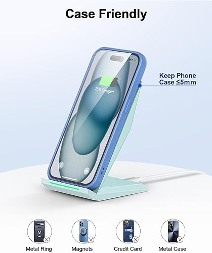 Miniatura 5 de NANAMI Cargador inalámbrico - Soporte de carga inalámbrica rápida para iPhone 1717 Air1615141312, 10W para Samsung Galaxy S25S24S23S22S21S20Note 20