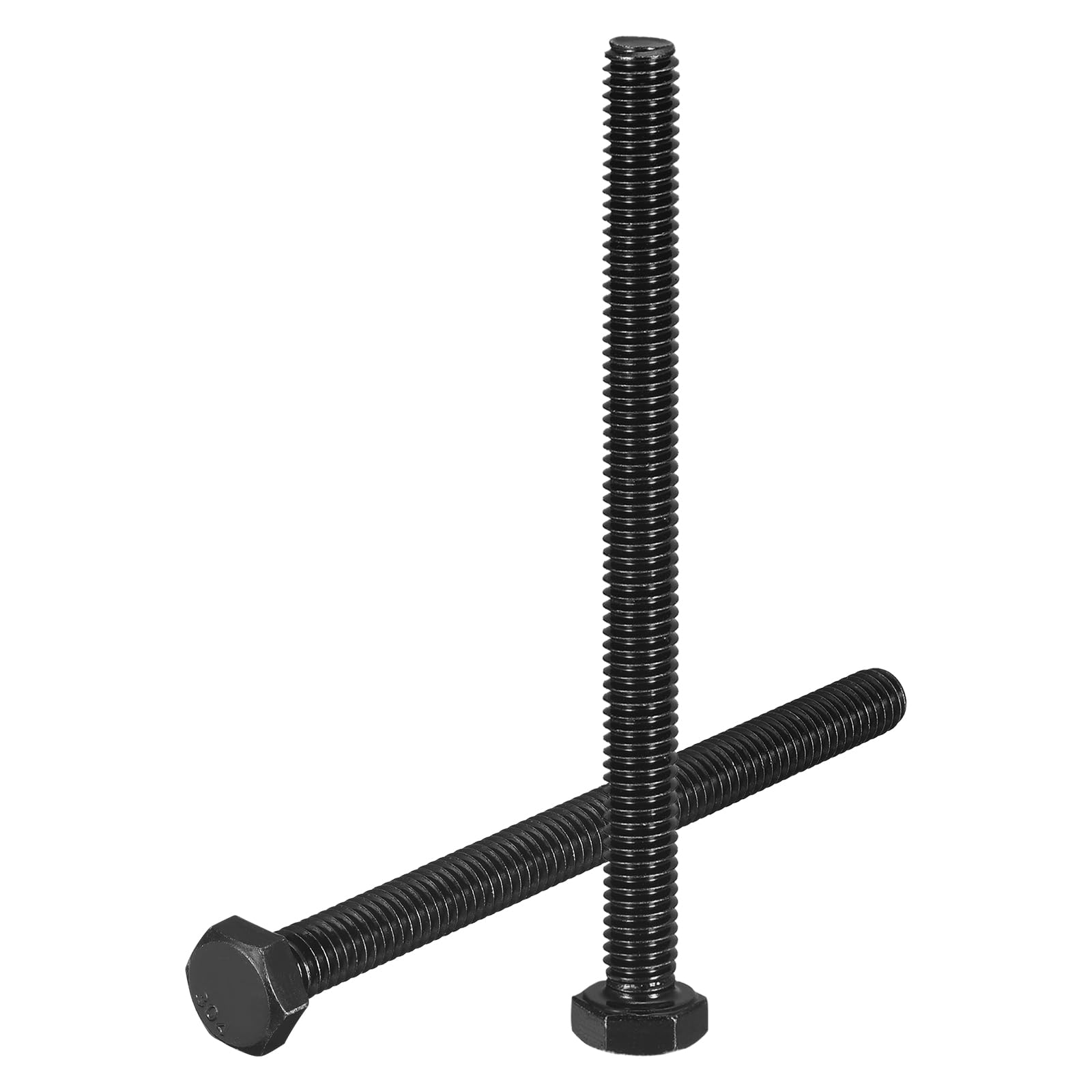 sourcing map 10Pcs 5/16-18 x 4" Hex Head Bolts, 304 Stainless Steel Fully Threaded Hex Head Screw, Black Oxide Finish, Bolts for Construction, Machinery Manufacturing, Black