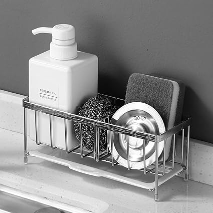 Amazon スポンジ たわし入れ スポンジ置き 可動式仕切り Kiranic スポンジホルダー スポンジラック シンクポケット 洗剤スポンジラック スポンジトレー 水まわり用品 食器スポンジ入れ キッチンスポンジ収納 ステンレス製 錆び防止 2段 スポンジ たわし入れ オンライン通販