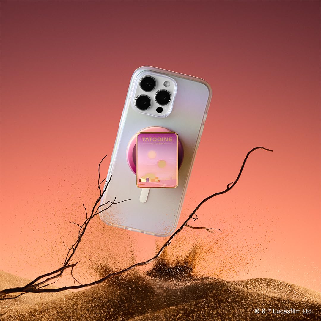 PopSockets Phone Grip for MagSafe with Kickstand, Magnetic Stand, Swappable Top, Secure Hold for iPhone MagSafe Cases, Phone & Tablet Grip, Starwars - Enamel Welcome to Tatooine