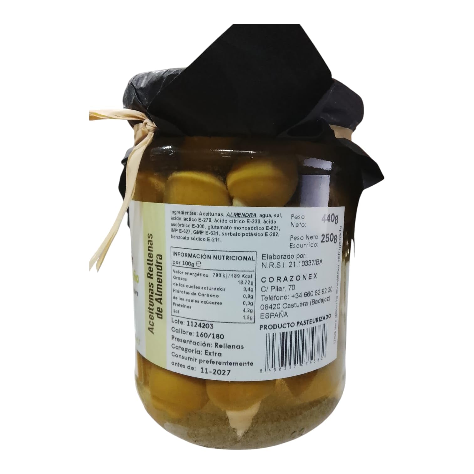 Aceitunas Rellenas de Almendra Gourmet Extremadura Corazón Extremeño