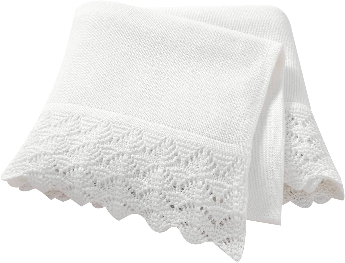 Hadetoto Baby Blanket Soft Cozy Cotton Cable Knit Crochet Receiving Crib Nursery Swaddling Blankets for Newborn Boys Girls (Baby White) Hadetoto Baby Blanket Soft Cozy Cotton Cable Knit Crochet Receiving Crib Nursery Swaddling Blankets for Newborn Boys Girls (Baby White)